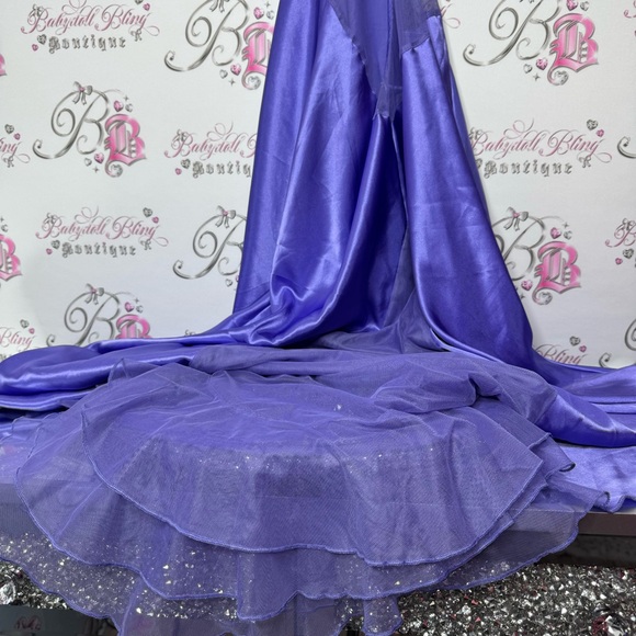 Intimate attitudes dress maxi long open back criss cross mermaid back style mesh - Picture 9 of 16